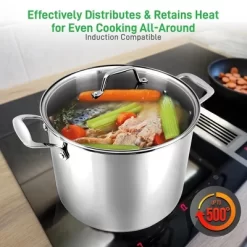 NutriChef Commercial Grade Heavy Duty 19 Quart Stainless Steel Stock Pot With Riveted Ergonomic Handles And Clear Tempered Glass Lid -Outdoor Garden GUEST d88223a5 71ed 4a44 ad50 c9839a434ecf