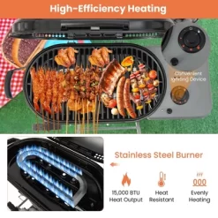 Costway Portable Propane Grill Folding Gas Grill Griddle With Wheels & Side Shelf -Outdoor Garden GUEST d8c000bf 7182 4001 beae 6f0287a5d536