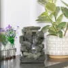 13" Resin Waterfall Tabletop Fountain With LED Lights Gray - Alpine Corporation