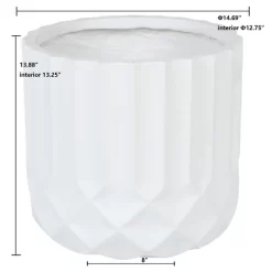 LuxenHome 14.7 In. Round Modern White MgO Planter -Outdoor Garden GUEST d90ce4f4 79f3 4d11 8648 468166a5b26e