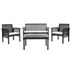 Carson 4pc Outdoor Set - Black/White - Safavieh