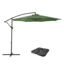 9.5' UV Resistant Offset Cantilever Patio Umbrella With Base Weights - CorLiving -Outdoor Garden GUEST db648d02 385c 4f70 b1f5 e09b78b5b678