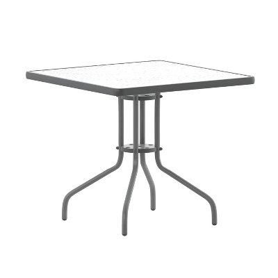 Emma And Oliver 31.5" Square Tempered Glass Metal Table With Smooth Ripple Design Top 10 Emma And Oliver 31.5" Square Tempered Glass Metal Table With Smooth Ripple Design Top - Image 10