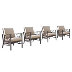 4pk Aluminum Outdoor Deep Seating Club Chairs With Polyester Cushions - Antique Copper/Tan - Oakland Living
