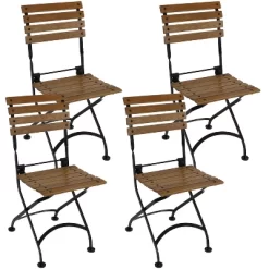 Sunnydaze Decor Sunnydaze Indoor/Outdoor Patio Or Dining Chestnut Wooden Folding Bistro Arm Chair - Brown -Outdoor Garden GUEST dbf05bee 1b5f 4374 b514 902e2d4b35f1