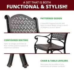 Kinger Home 5-Piece Outdoor Patio Dining Set For 4, Cast Aluminum Patio Furniture Table And Chairs With Cushions -Outdoor Garden GUEST dc4191c2 bc6e 4197 9d73 d943a38562f6