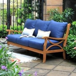 Abbington Teak Patio Sofa With Cushion - Cambridge Casual -Outdoor Garden GUEST dc671f45 addc 4263 b840 556c01cdb4c2