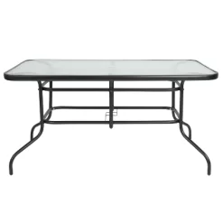 Flash Furniture 31.5" X 55" Rectangular Tempered Glass Metal Table With Umbrella Hole -Outdoor Garden GUEST dcd715c2 2674 41f7 a902 52eda8f8fb6b