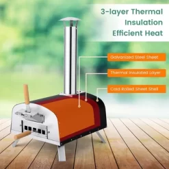 Costway 12" Multi-Fuel Pizza Oven Propane & Wood Fired Pizza Maker Portable -Outdoor Garden GUEST dd842f16 7db7 4bfe 96e9 bdb783552008