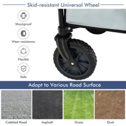 Costway Folding Collapsible Wagon Utility Camping Cart W/Wheels & Adjustable Handle RedGreyNavy -Outdoor Garden GUEST ddca2638 b4a0 4371 bde1 4e8dc11ed079