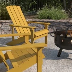 Merrick Lane Ayala 3 Piece Outdoor Leisure Set With Set Of 2 Poly Resin Adirondack Chairs And Star And Moon Iron Fire Pit -Outdoor Garden GUEST ddd18b99 3424 4ee7 bb6f 2e962bd5ac75