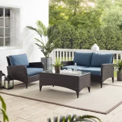 Kiawah 3pc Outdoor Wicker Conversation Set Blue - Crosley 15 Kiawah 3pc Outdoor Wicker Conversation Set Blue - Crosley -Outdoor Garden GUEST de7a63c9 882f 4abb af34 a2fea8827b48