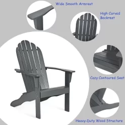 Costway Outdoor Adirondack Chair Solid Wood Durable Patio Garden Furniture GrayNaturalWhite -Outdoor Garden GUEST de8eb6d3 613b 4369 ac9d dd0a0d15b748