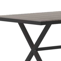 Emma And Oliver 59" X 35.5" Outdoor X-Frame Dining Table With Faux Teak Poly Slat Top And Metal Frame 18 Emma And Oliver 59" X 35.5" Outdoor X-Frame Dining Table With Faux Teak Poly Slat Top And Metal Frame -Outdoor Garden GUEST deac7d05 bb79 4ed1 bd91 f6789d6900d9