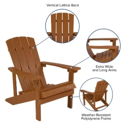 Flash Furniture 2 Pack Charlestown All-Weather Poly Resin Wood Adirondack Chairs With Side Table -Outdoor Garden GUEST df9c4455 0330 4a91 81f1 273e2693802a