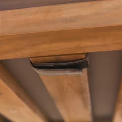 Galia 2pc Square Leg Acacia Wood Chair And Ottoman With Cushions - Brown - Saracina Home -Outdoor Garden GUEST e0498508 3588 42e3 a60d dcaac42702f2