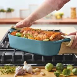 Rachael Ray Premium RUST-RESISTANT Cast Iron Roasting Pan 9"x13" Agave Blue -Outdoor Garden GUEST e0d2500d 6ee7 4f36 bbd7 56e4801635aa
