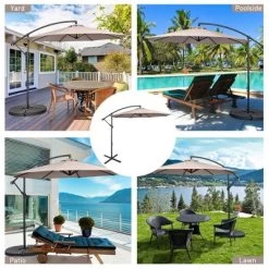 Costway 10 FT Patio Offset Umbrella W/8 Ribs Cross Base Tilt -Outdoor Garden GUEST e16d27e2 2c01 4340 8bd3 977c35a1f787