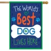 World's Best Dog Double-Sided House Flag Bone Paw 28" X 40" Briarwood Lane