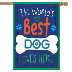 World's Best Dog Double-Sided House Flag Bone Paw 28" X 40" Briarwood Lane