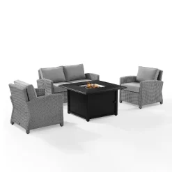 Bradenton 4pc Wicker Seating Set With Fire Table - Crosley