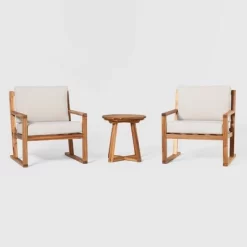 Saracina Home 3pc Modern Slat-Back Acacia Outdoor Conversation Set With Cushions 11 Saracina Home 3pc Modern Slat-Back Acacia Outdoor Conversation Set With Cushions -Outdoor Garden GUEST e228f191 c7e4 49f0 8884 eecb92073a20