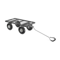 Gorilla Cart 800lbs. Heavy Duty Durable Steel Mesh Flatbed Garden Utility Wagon Cart - Black