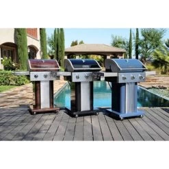 Permasteel 3-Burner Gas Grill With Foldable Side Tables -Outdoor Garden GUEST e2c23528 cb4b 44ed a091 6cb0bf052a7d