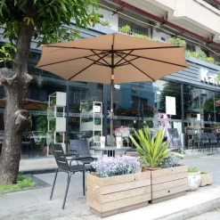 Nature Spring Patio Umbrella With Solar LED Lights - 9', Beige -Outdoor Garden GUEST e2ce9424 5c28 4dd7 8dbb e5946838da60