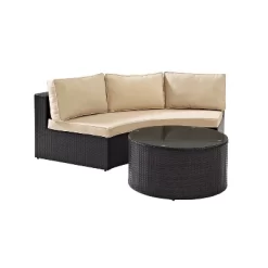 Catalina 2pc Outdoor Wicker Sectional Set - Sand - Crosley -Outdoor Garden GUEST e2e22843 7bf1 4115 b438 395656cb80f8