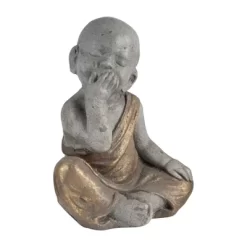 12" Polyresin No Speak Baby Monk Figurine Gray/Gold - Sagebrook Home