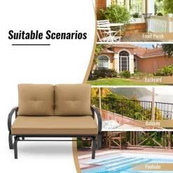 Tangkula 2-Person Outdoor Patio Glider Bench Swing Seat Bench W/ Seat & Back Cushions 15 Tangkula 2-Person Outdoor Patio Glider Bench Swing Seat Bench W/ Seat & Back Cushions -Outdoor Garden GUEST e330e4fd 8e54 4c3a 8cd6 92e710882ff7