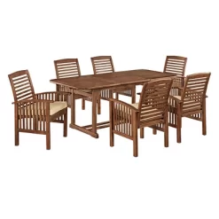7pc Acacia Wood Patio Dining Set With Cushions - Saracina Home -Outdoor Garden GUEST e337eac1 6660 4fee 8206 29a97ef71e04