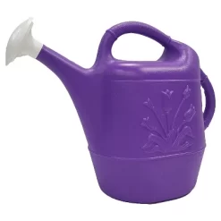 Union Products 63071 2 Gallon Plastic Indoor/Outdoor Watering Can W/ Tulip Design For Garden, Potted Plants, & Patio Pots, Purple (2 Pack)