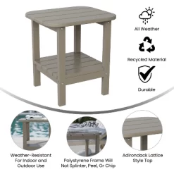 Flash Furniture Newport HDPE 2-Tier Adirondack Side Table - All-Weather - Indoor/Outdoor -Outdoor Garden GUEST e3942cf6 d1bc 4391 9882 f4f61eae0202