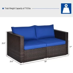 Costway 4PCS Patio Rattan Corner Sofa Sectional Furniture Set Navy Cushion -Outdoor Garden GUEST e3b3a18c e549 4a39 9e2a 136c5c356c81