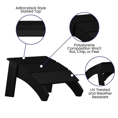 Emma And Oliver Indoor/Outdoor Poly Resin Adirondack Style Ottoman 1 Emma And Oliver Indoor/Outdoor Poly Resin Adirondack Style Ottoman