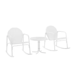 Griffith 3pc Outdoor Rocking Chair Set - White - Crosley -Outdoor Garden GUEST e40b63be 73d1 43ad be1e 45a4668d710e