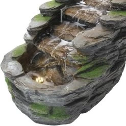 Sunnydaze Decor Sunnydaze 14"H Electric Polyresin Shale Falls Outdoor Water Fountain With LED Lights -Outdoor Garden GUEST e4d0edec 57be 4858 9d15 43b95a7ff3e2