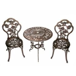 3pc Rose Cast Metal Set With Cast Aluminum Table Top & Chairs - Oakland Living -Outdoor Garden GUEST e508fe36 90ac 4652 b547 58be60fdf071
