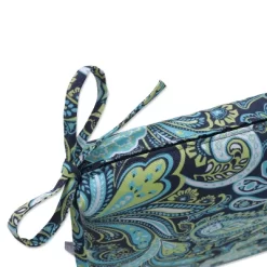 2pk Outdoor Square Edge Seat Cushion Set - Navy/Turqouise/Paisley - Pillow Perfect