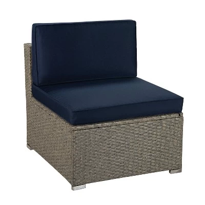 4pc Outdoor Wicker Conversation Set With Cushions - Navy/Beige - GODEER 5 4pc Outdoor Wicker Conversation Set With Cushions - Navy/Beige - GODEER - Image 5