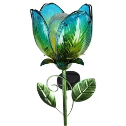 35.8" Resin Solar Flower Garden Stake Blue - Exhart -Outdoor Garden GUEST e5cf8723 a300 4d8c 9edd e8eae1b7d588
