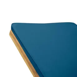 Kyoto 3pc Outdoor Acacia Wood Chaise Lounge Set With Cushions - Teak/Blue - Christopher Knight Home -Outdoor Garden GUEST e65c8e75 0134 44f1 a7ef 045c4de1c922