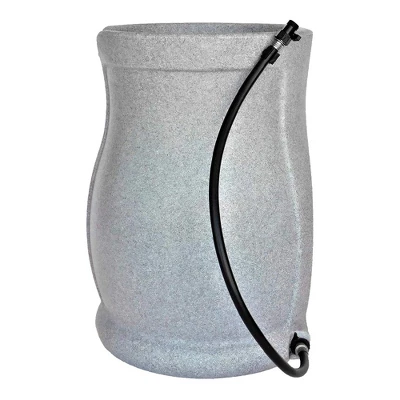FCMP Outdoor Catalina 45 Gallon Water Rain Catcher Barrel With Flat Back For Watering Outdoor Plants, Gardens, And Landscapes, Light Granite (2 Pack) 4 FCMP Outdoor Catalina 45 Gallon Water Rain Catcher Barrel With Flat Back For Watering Outdoor Plants, Gardens, And Landscapes, Light Granite (2 Pack) - Image 4