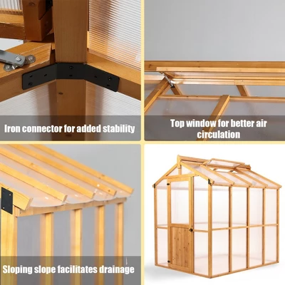 Aoodor 80.7” (L) X 93.3”(W) X 97.6”(H) Outdoor Walk-in Greenhouse With Roof Vent And Fir Frame For Backyard Garden 1 Aoodor 80.7” (L) X 93.3”(W) X 97.6”(H) Outdoor Walk-in Greenhouse With Roof Vent And Fir Frame For Backyard Garden