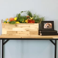 Sunnydaze Decor Sunnydaze Rectangle Indoor Flower And Succulent Planter Box With Handles And 3 Removable Plastic Liners - 20" W X 7.25" D X 6.75" H - Acacia Wood -Outdoor Garden GUEST e79b1e0c 317e 469a 967f abe946587509