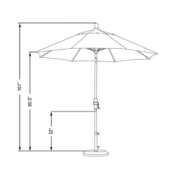 9' Aluminum Collar Tilt Crank Sunbrella Patio Umbrella - California Umbrella -Outdoor Garden GUEST e7db57d5 06f1 46b9 986b ad95f606e330