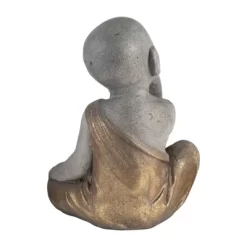 12" Polyresin No Speak Baby Monk Figurine Gray/Gold - Sagebrook Home -Outdoor Garden GUEST e8ec440f 86a4 4ec6 9456 33dba56e8bb9