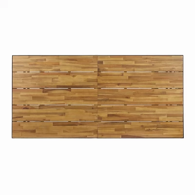 Kyston Rectangle Acacia & Iron Dining Table - Black/Teak - Christopher Knight Home 3 Kyston Rectangle Acacia & Iron Dining Table - Black/Teak - Christopher Knight Home - Image 3